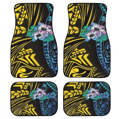 跨境亚马逊直销波利尼西亚汽车通用脚垫地垫四件套涤纶来图印制