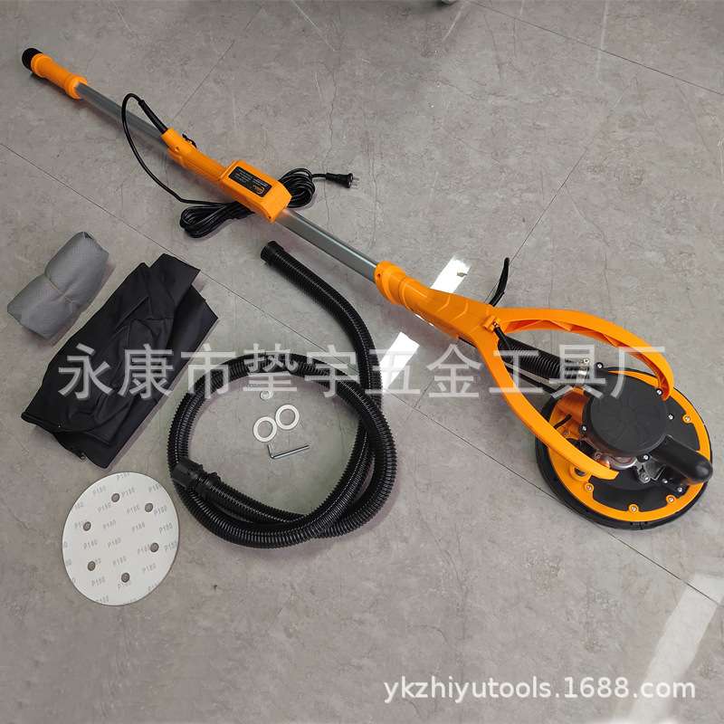 无刷自吸式长杆墙壁墙面打磨机抛光砂纸机墙面无尘腻子机带双灯带