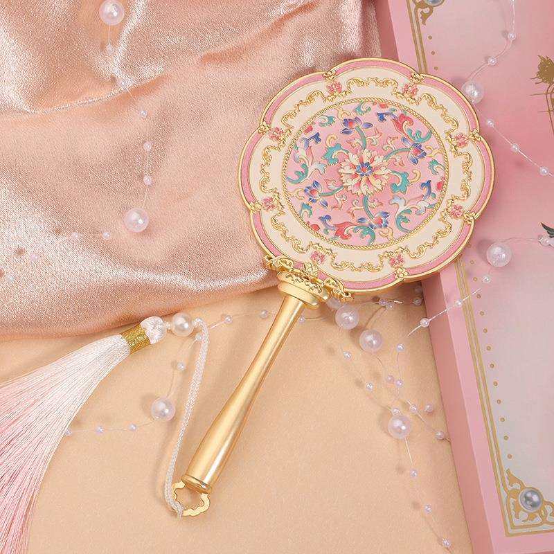 故宫宝相花手持镜化妆镜 洛阳博物馆文创国风小镜子古风朱颜镜