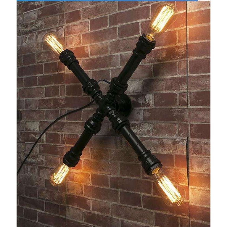 loft怀旧复古工业风灯具个性简约创意餐厅卧室过道墙十字水管壁灯