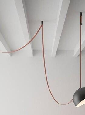 设计师个性橙色三头帆布餐厅吊灯极简意大利吧台创意北欧艺术前台