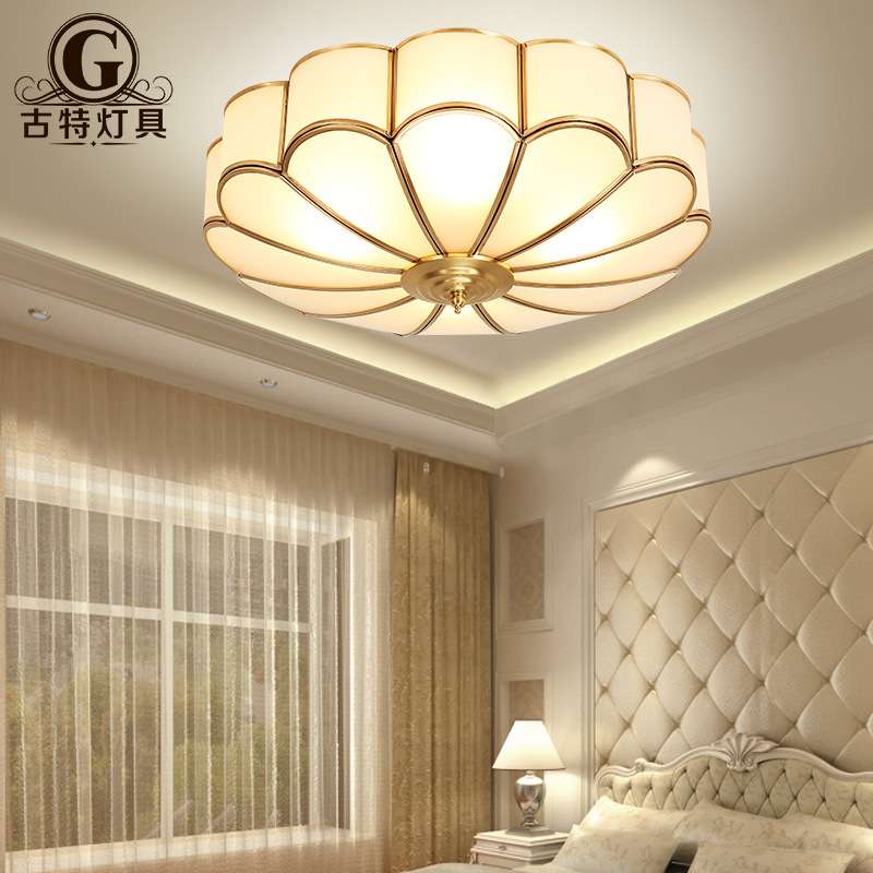 欧式led吸顶灯全铜美式书房灯温馨卧室灯阳台灯简约儿童房间灯具