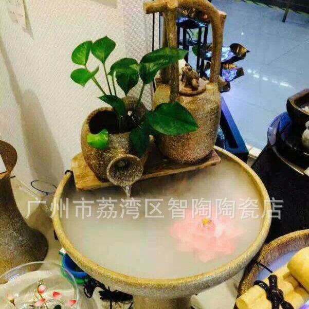 欧式小桥流水盆 石湾高温风水陶瓷盆 客厅家居花园摆设厂家直销