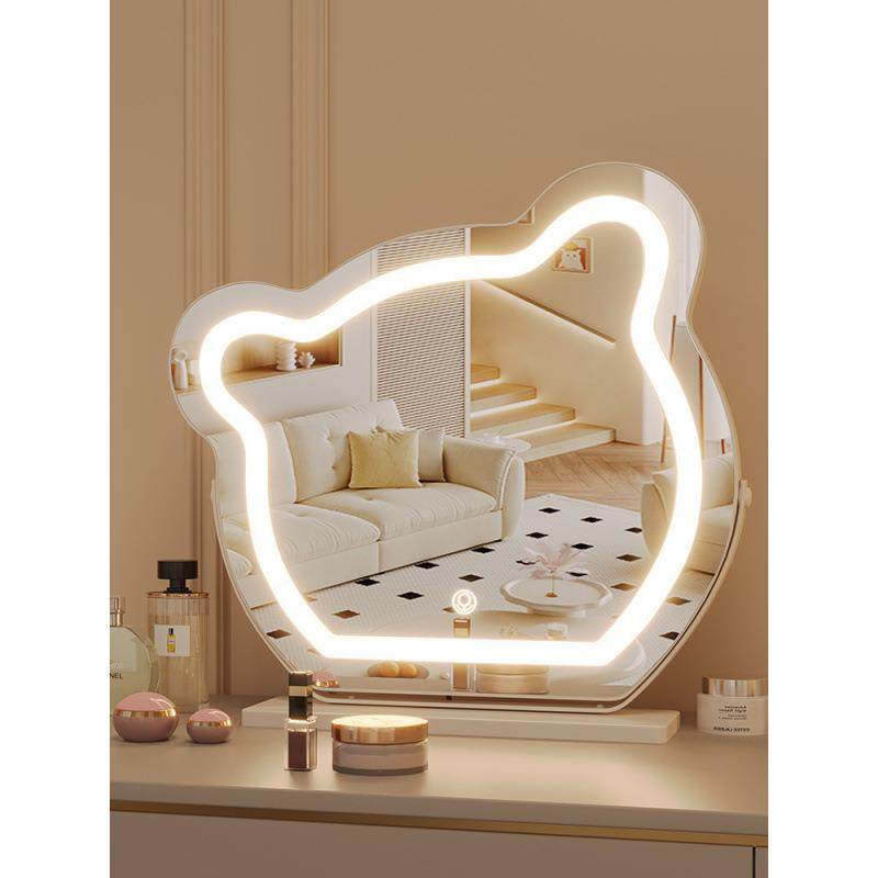 少女心化妆镜大号双面可翻转宿舍台式梳妆镜学生桌面立式公主镜子