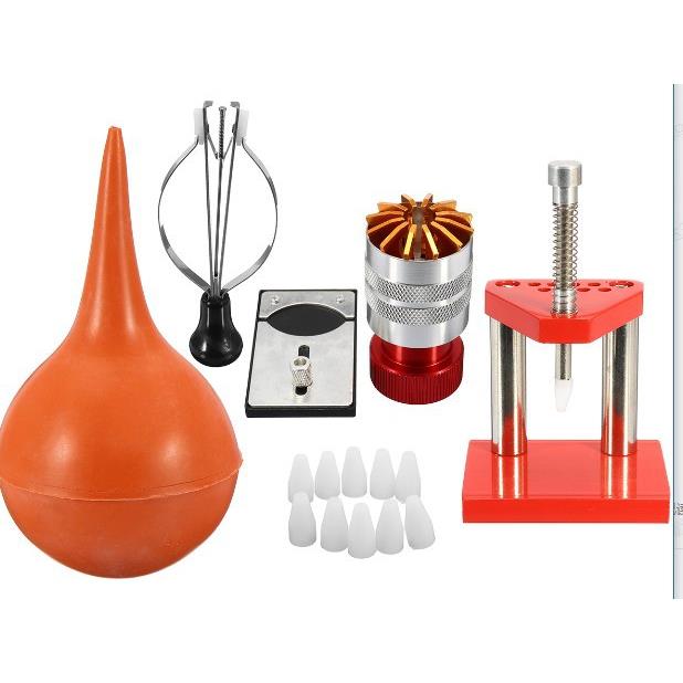 钟表修理工具 豪华五件套 吹气球 装针机 取针钳 起胶器 固定板