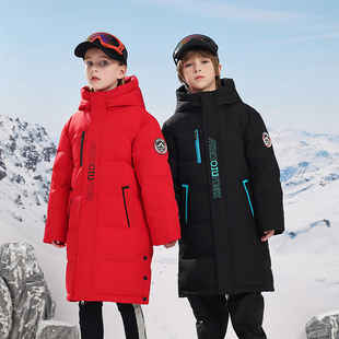巴童巴拉男童羽绒服三防儿童外套加厚过膝长款女童装2024冬季新款