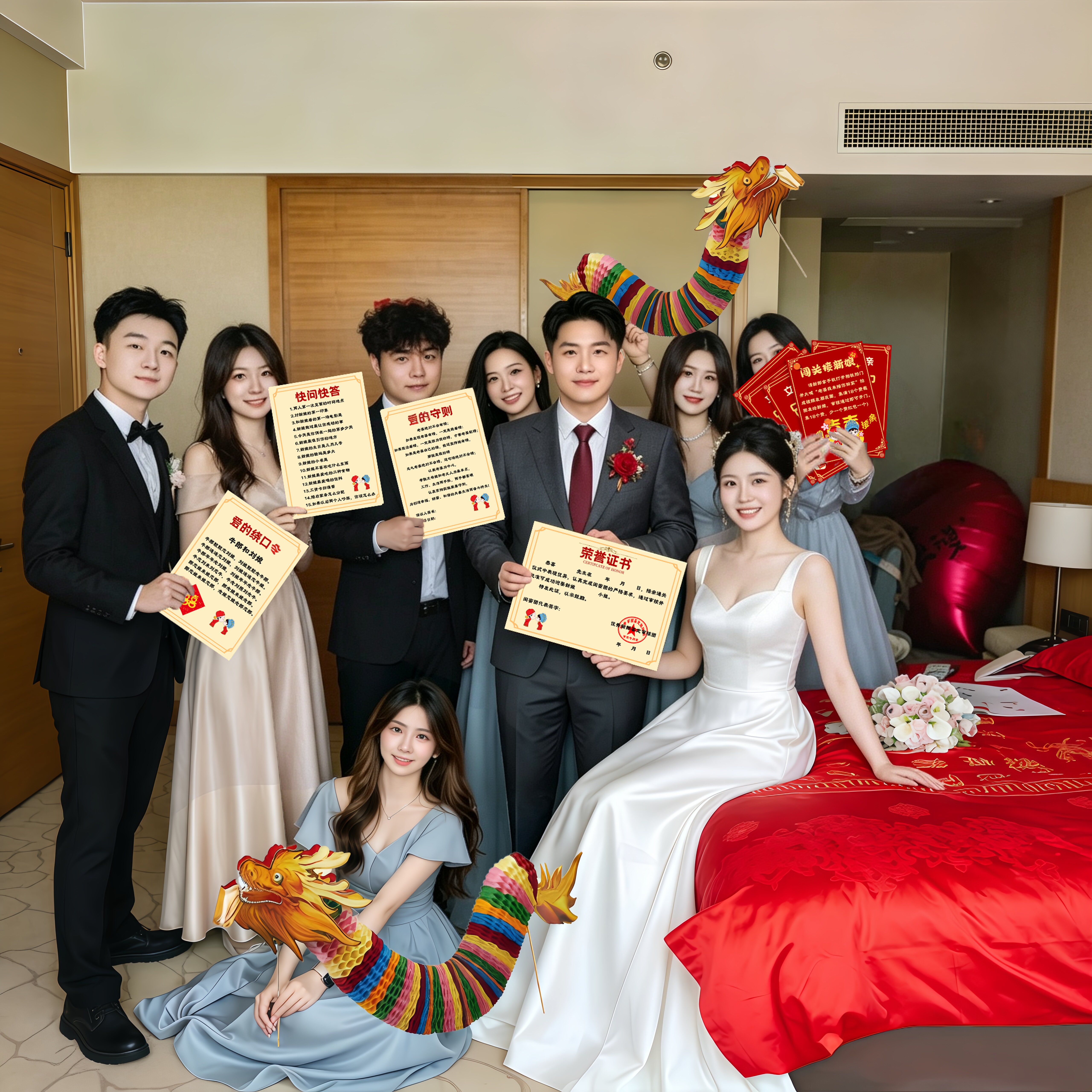 接亲口是心非结婚游戏道具婚礼新郎游戏拦门卡堵门创意搞笑卡片