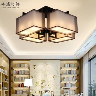 吸顶灯创意四方卧室简约布艺吸顶灯客厅家用led吸顶灯厂家 新中式