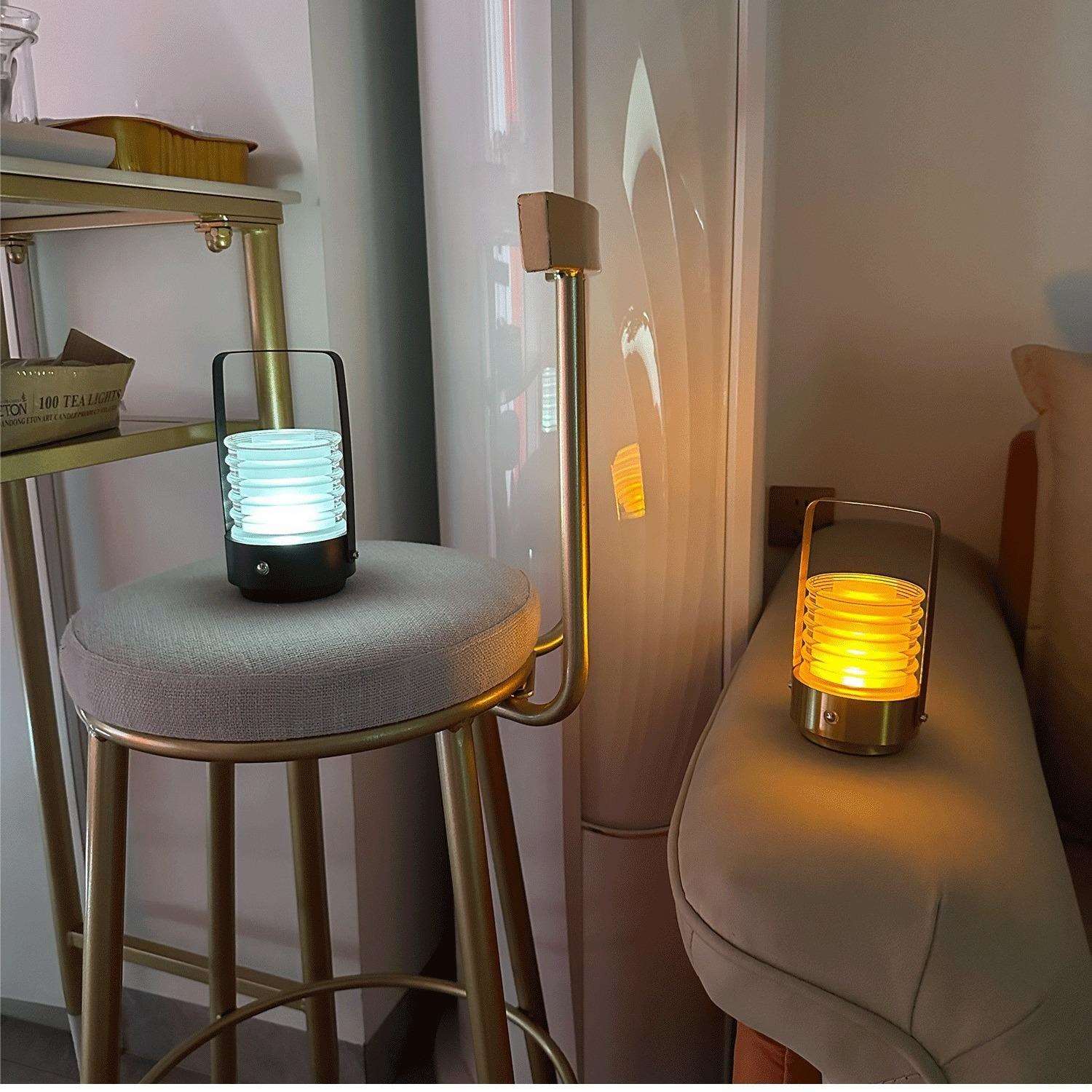 LED充电式现代简约手提台灯卧室床头小夜灯L露营餐桌氛围灯