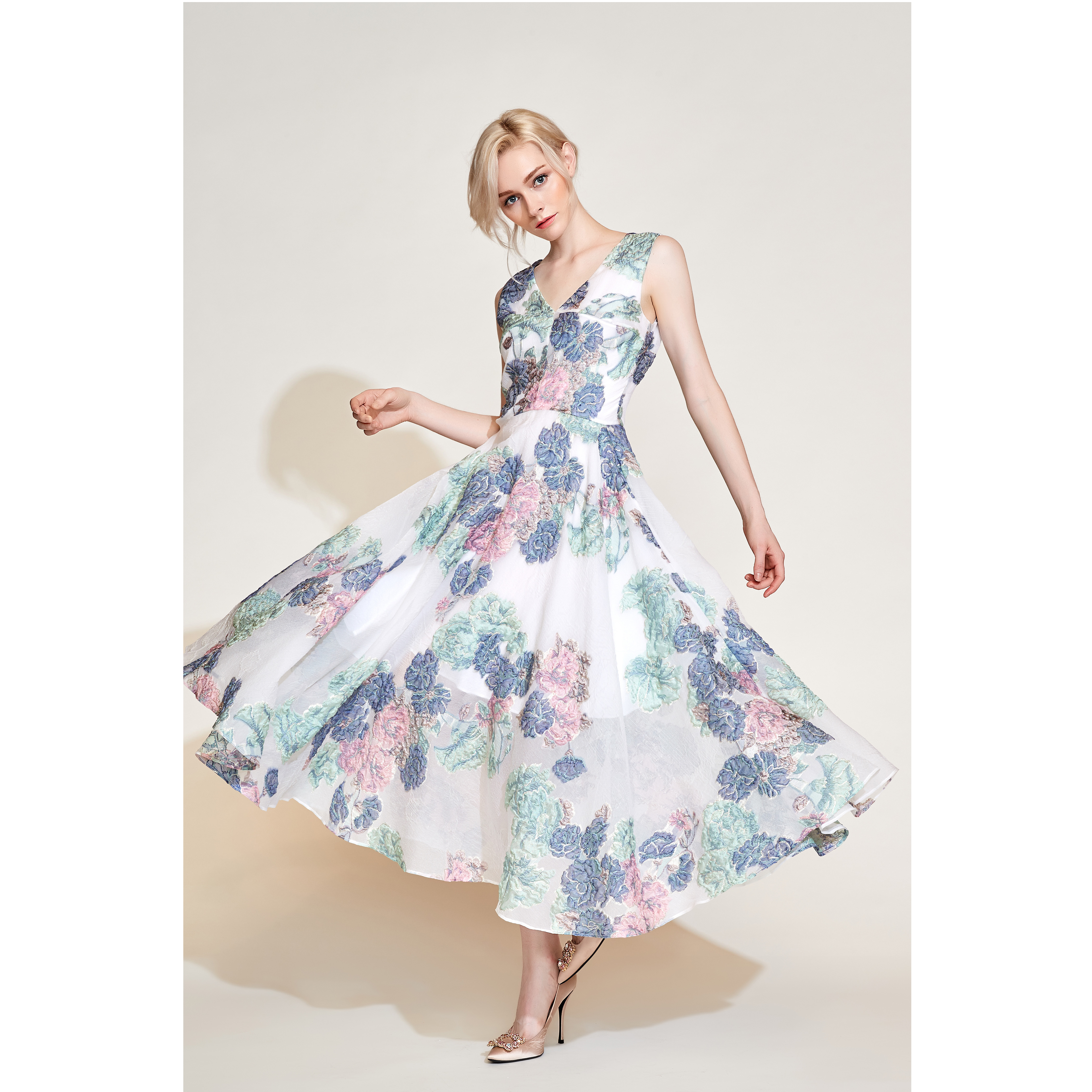 Lillo Lilly奢品高定意大利TGM真丝提花宫廷名媛风连衣裙伞裙