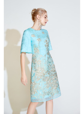 Lillo Lilly奢品高定意大利Ruffo Coli真丝提花宫廷名媛风连衣裙