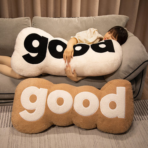 创意字母good抱枕夹腿长条枕床头靠枕汽车名宿装饰沙发靠垫男生款
