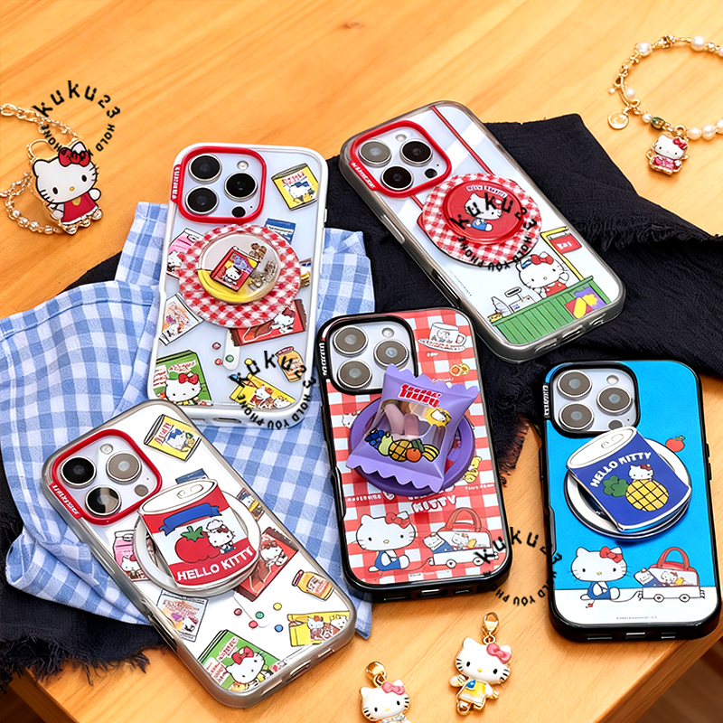 零食天堂可爱手机支架凯蒂猫磁吸气囊坐坐粘贴晃晃麦片泡泡罐头