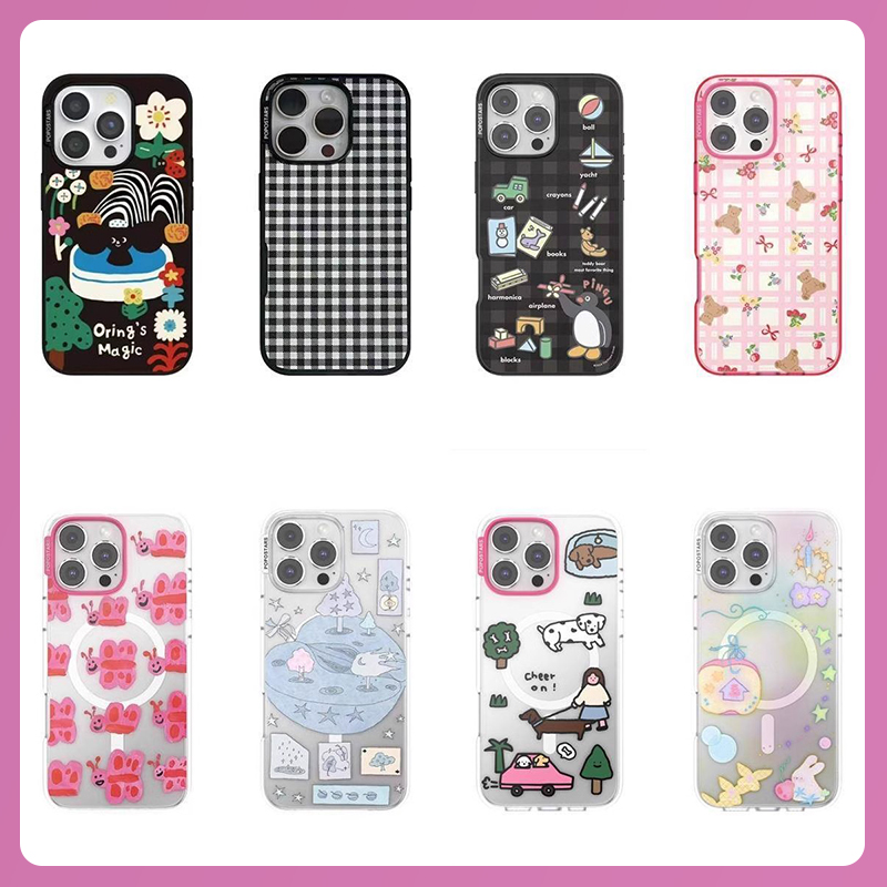 pop泡泡黑白棋盘格适用于苹果16ProMax手机壳iPhone15动画14创意13泡泡磁吸双层保护套赵露思同款17p保护套