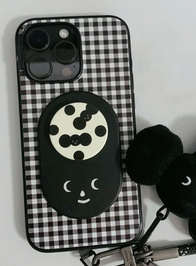 黑色椭圆啪嗒-塔卡沙手机气囊支架磁吸oring脑袋可爱表情泡泡pps