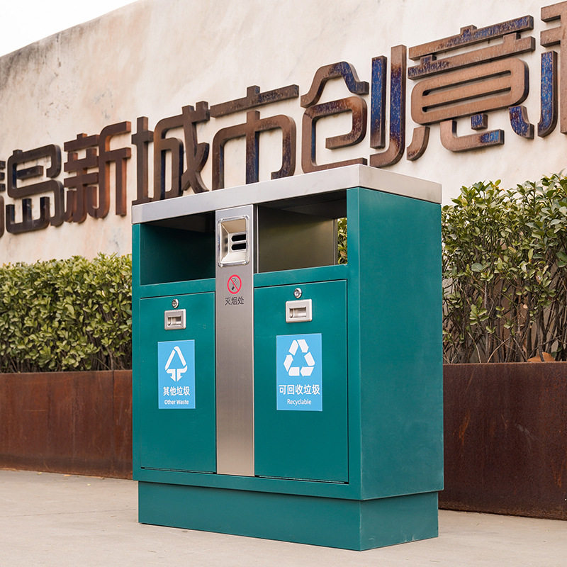不锈钢垃圾桶户外双分类垃圾筒景区公园小区学校市政环卫果皮箱