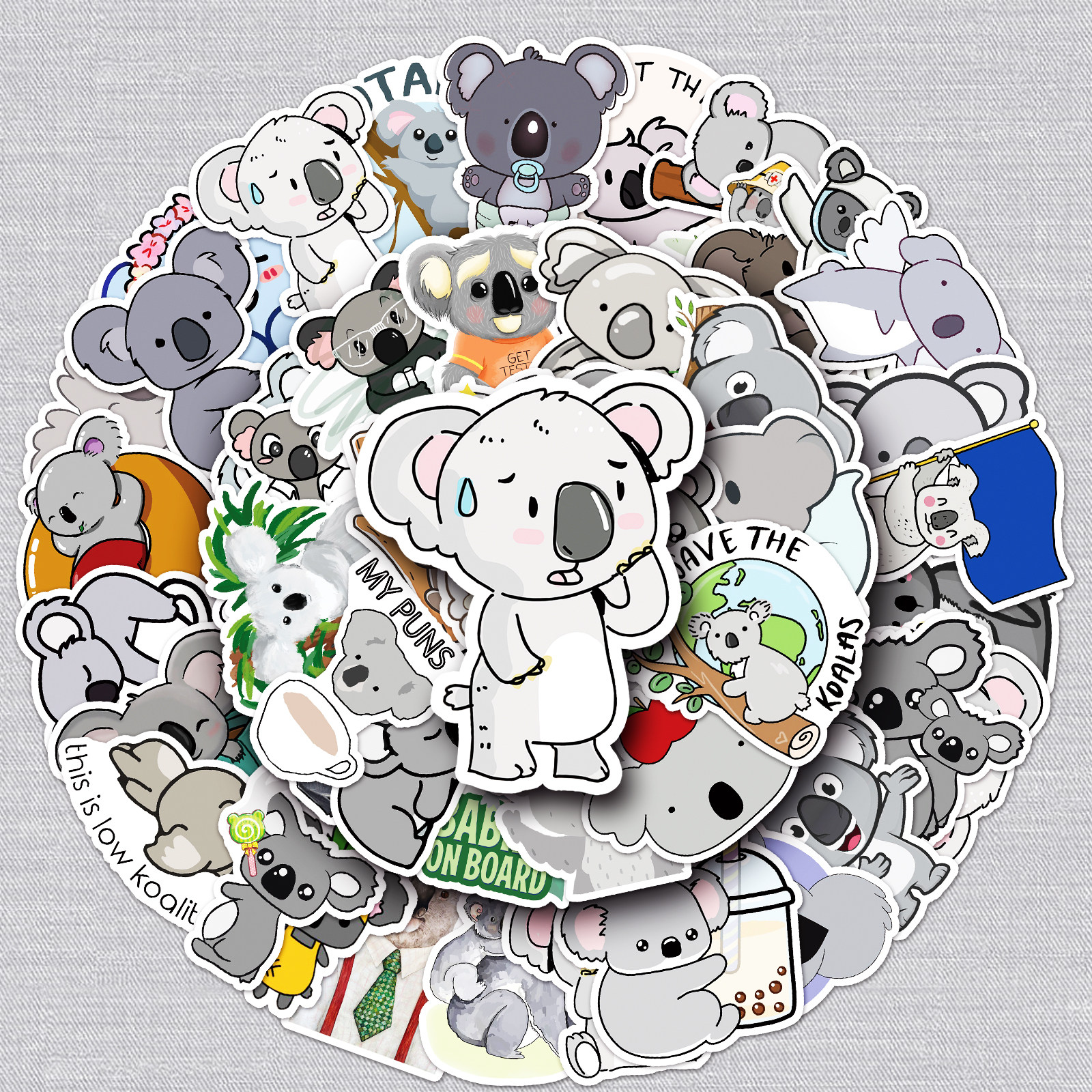 50张考拉卡通贴纸小麻薯动物涂鸦装饰手机滑板笔记本吉他平板贴纸