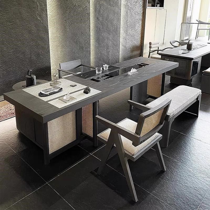 新中式胡桃木茶桌2025新款高端茶馆原木色禅意泡茶桌办公室茶台