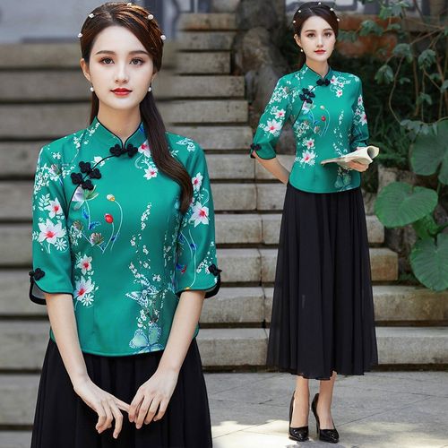 春夏装中国风改良旗袍两件套上衣民族风广场舞演出服汉服妈妈唐装