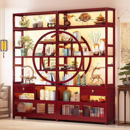 博古架非实木中式茶叶展示柜茶架子置物架茶室茶柜茶具摆件收纳架