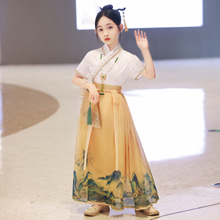 马面裙套装 明制唐装 小女孩薄款 儿童童装 汉服裙夏季 中国风女童古装