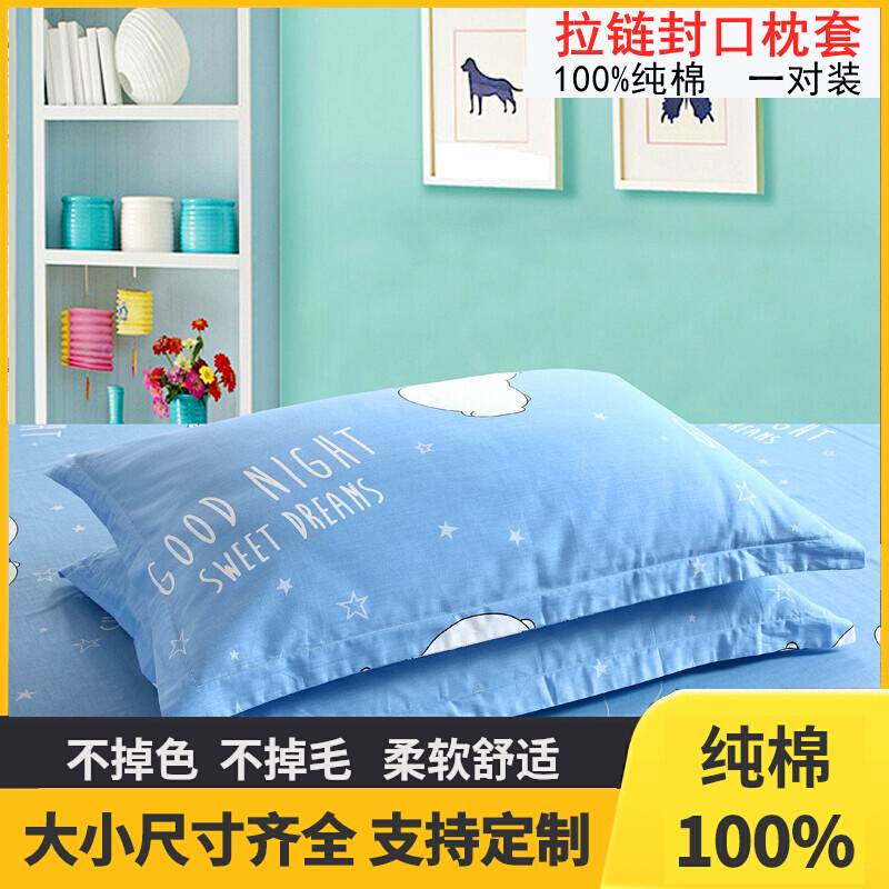 枕套拉链封口纯棉一对装大尺寸50cmx80cm60x90*40*45*55*65*70*75 床上用品 枕套 原图主图