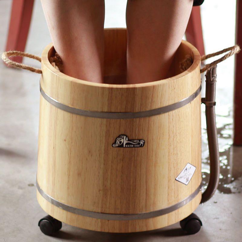 香柏木泡脚木桶30cm高过小腿家用洗脚盆泡脚桶木质足浴桶重力排水