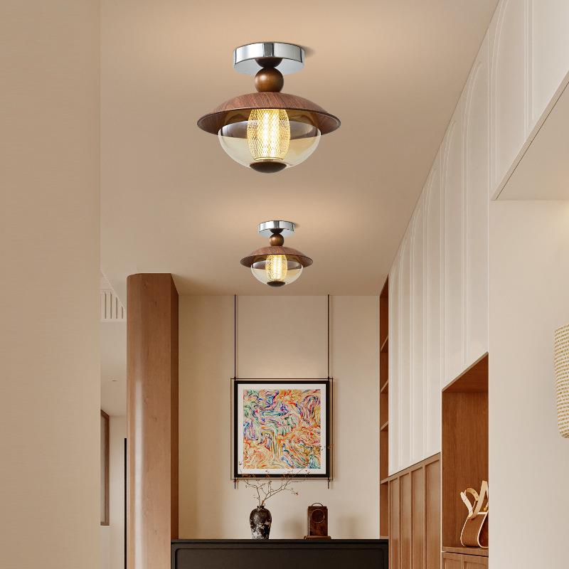 法式复古卧室吸顶灯中古风厨卫灯玄关过道设计师款艺术玻璃过道灯