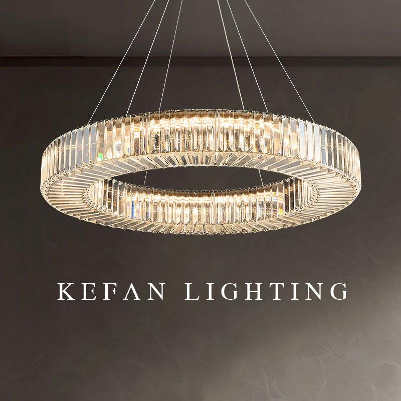 轻奢吊灯客厅大吊灯卧室餐厅灯创意圆环设计师现代简约K9水晶吊灯