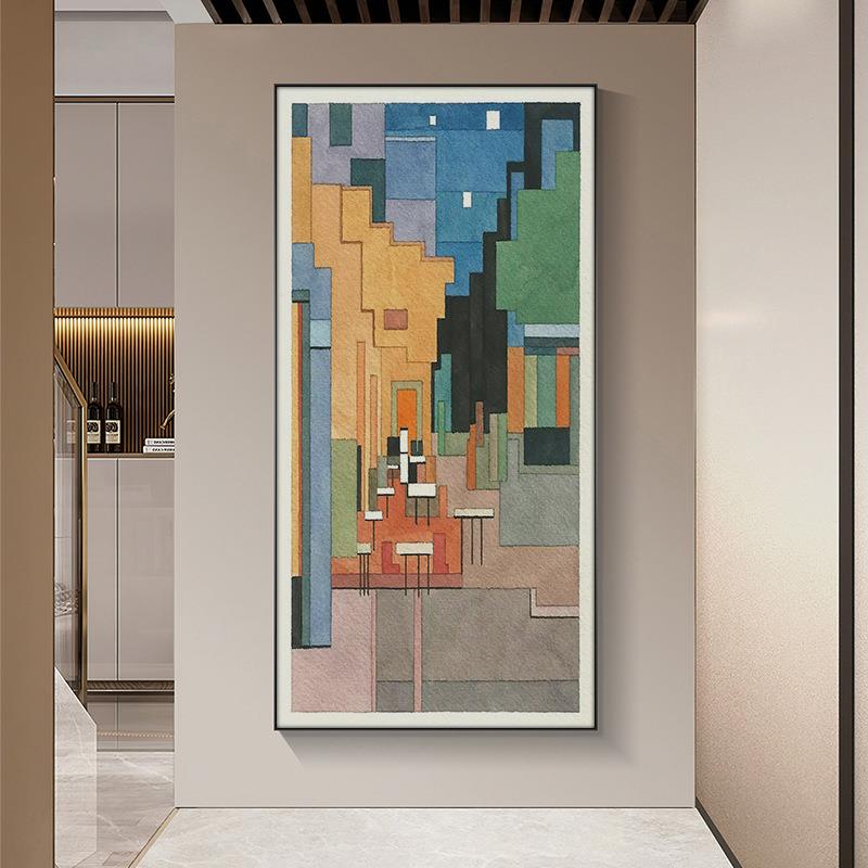 梵高世界名画入户玄关装饰画高级感客厅壁画楼梯走廊过道竖版挂画