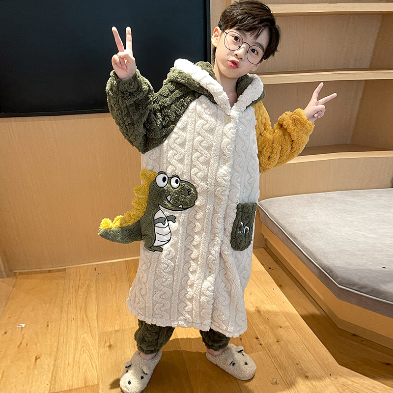 2025男童睡衣秋冬季珊瑚绒冬季