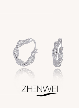 ZHENWEI/甄薇  法式麻花交互耳环女时尚潮流小众个性高级感耳饰女
