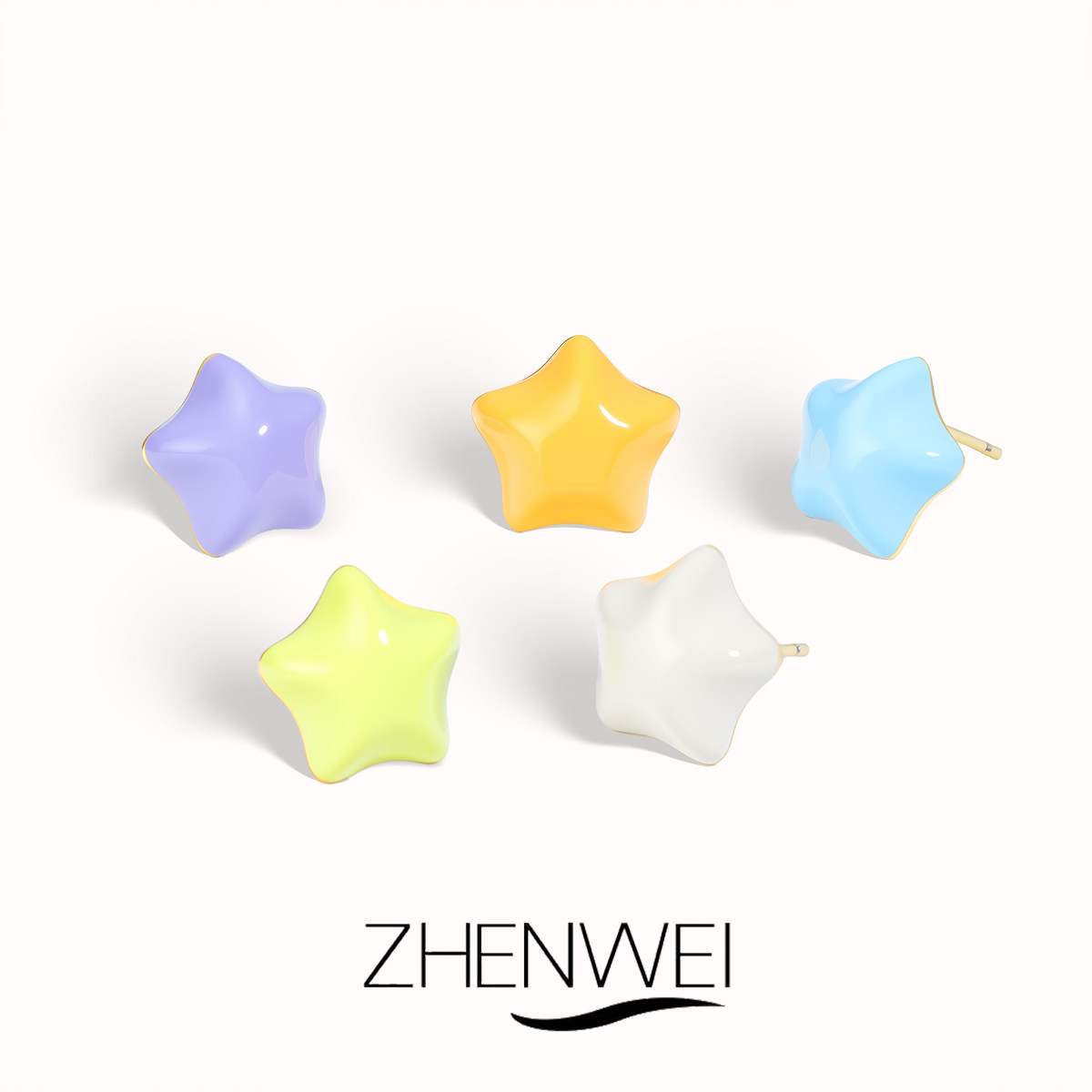 甄薇缤纷彩色星星耳钉
