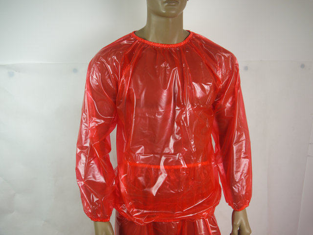 分体圆领无声超软爆汗服出汗服PVC桑拿发汗服塑料透明雨衣运动服