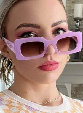 Women Square Sunglasses欧美果冻色方形太阳镜女ins墨镜凹造型潮