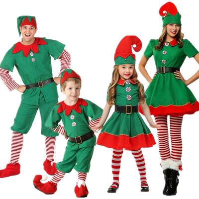 Christmas Children's Adult Parent-child Dress Elf Clothi