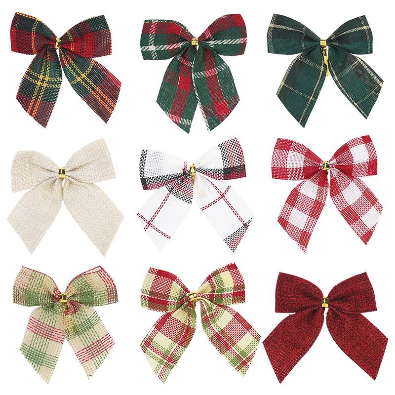 10/20pcs Christmas Gold Dust Bows Christmas Tree Printed Bow