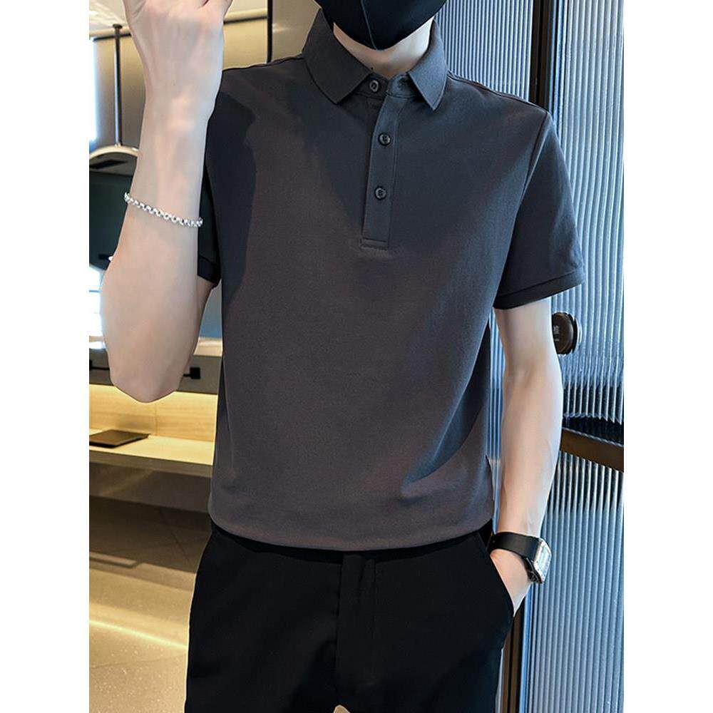 罗蒙夏季翻领短袖t恤男纯色POLO衫2026韩版修身新款潮流简约体恤