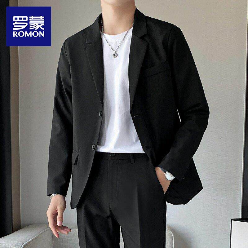 罗蒙西服套装男士新郎结婚礼服修身商务职业正装大学生西装男外套
