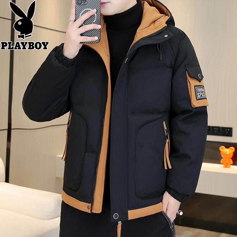花花公子羽绒服男2025冬季新款潮牌加厚保暖羽绒棉服男士连帽外套