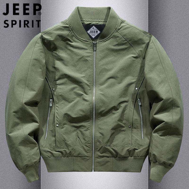 JEEP SPIRIT飞行员夹克男春秋季美式休闲新款棒球服宽松外套上衣