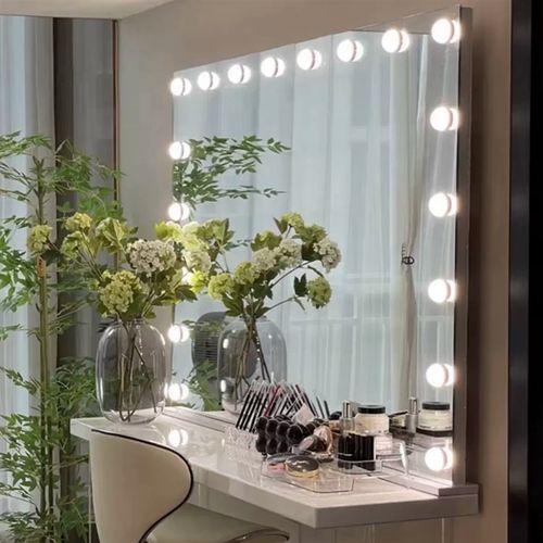 化妆镜 带灯LED影楼美容 院彩妆室专业壁挂大号补光镜 台式梳妆镜