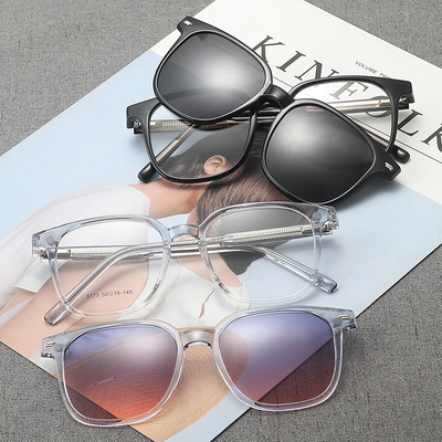 带度数太阳眼镜女磁吸套镜圆框TR超轻近视L偏光墨镜男开车复古眼