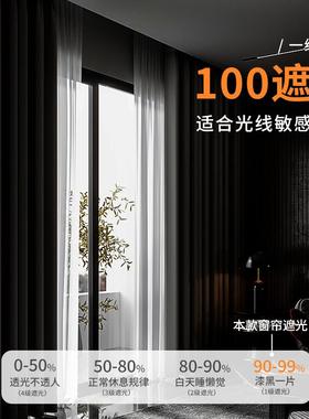 遮光帘卧室 全遮窗光18610不透客光挂钩款新款0布加厚灰色厅隔热