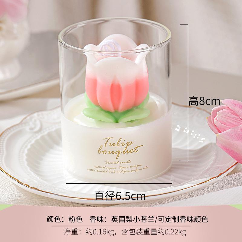 朵520神节金浪漫手工礼物郁金香花女香薰杯生日伴手礼郁香花蜡烛