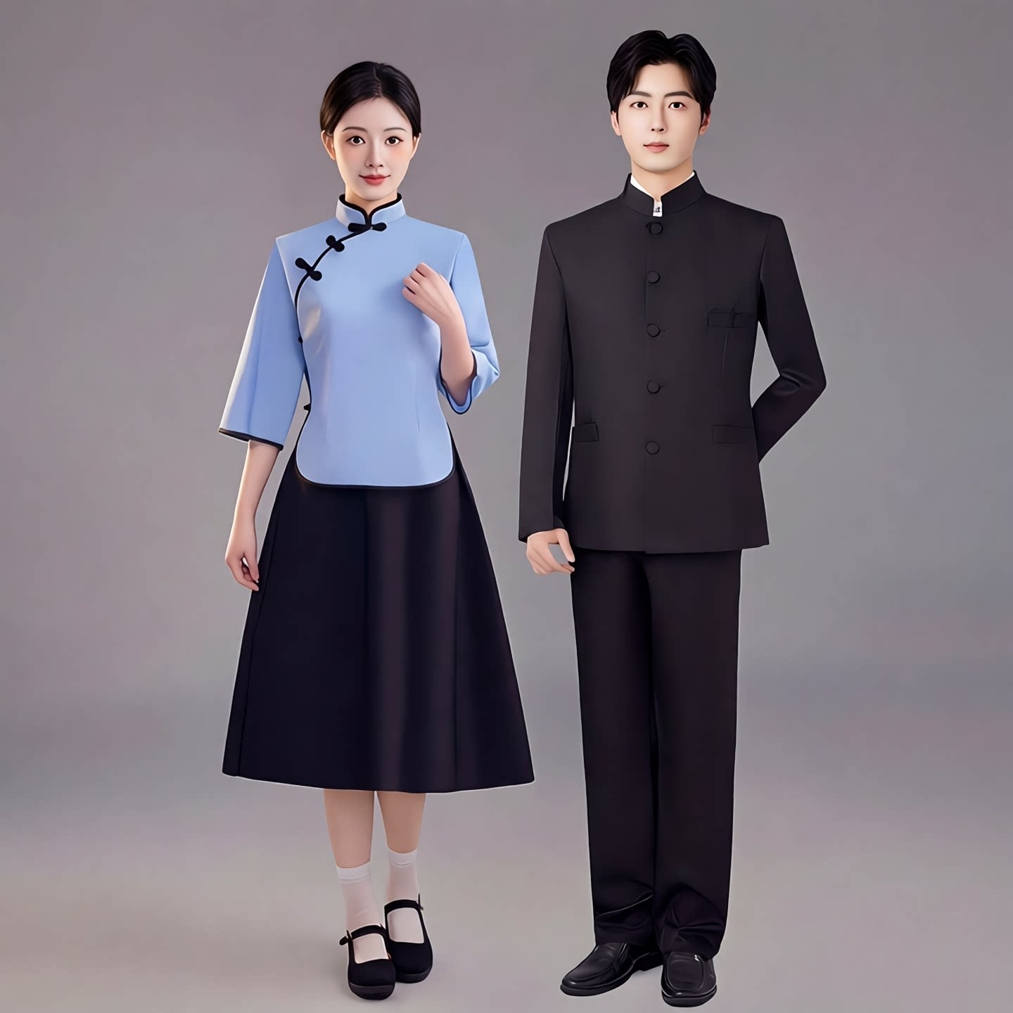民国风服装女男中山装五四青年民国时期学生合唱朗诵演讲表演服饰图片