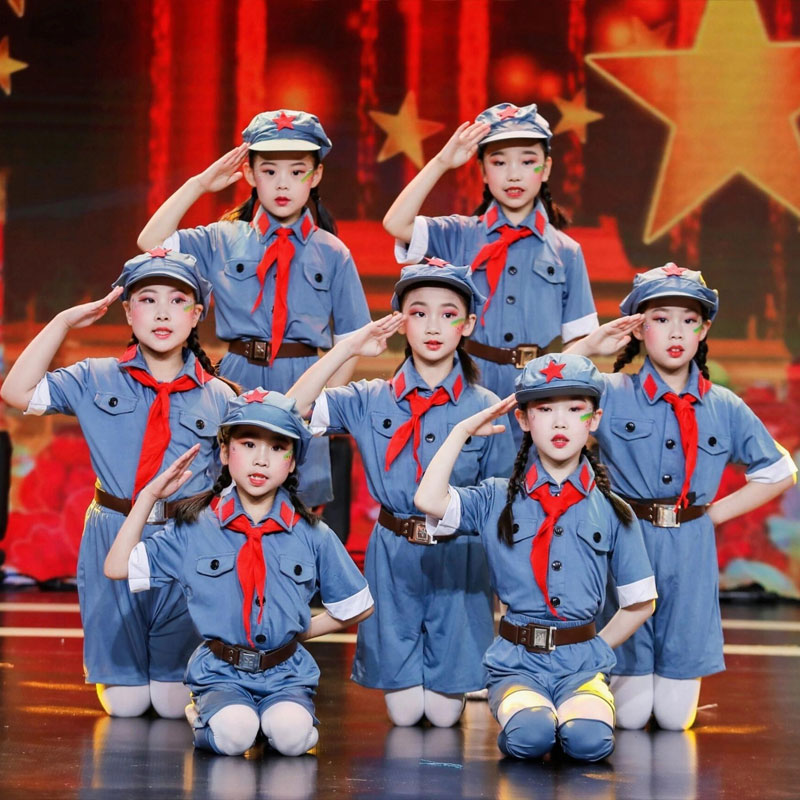 儿童红军战士演出服小红军八路六一小学生合唱新四军表演装五件套