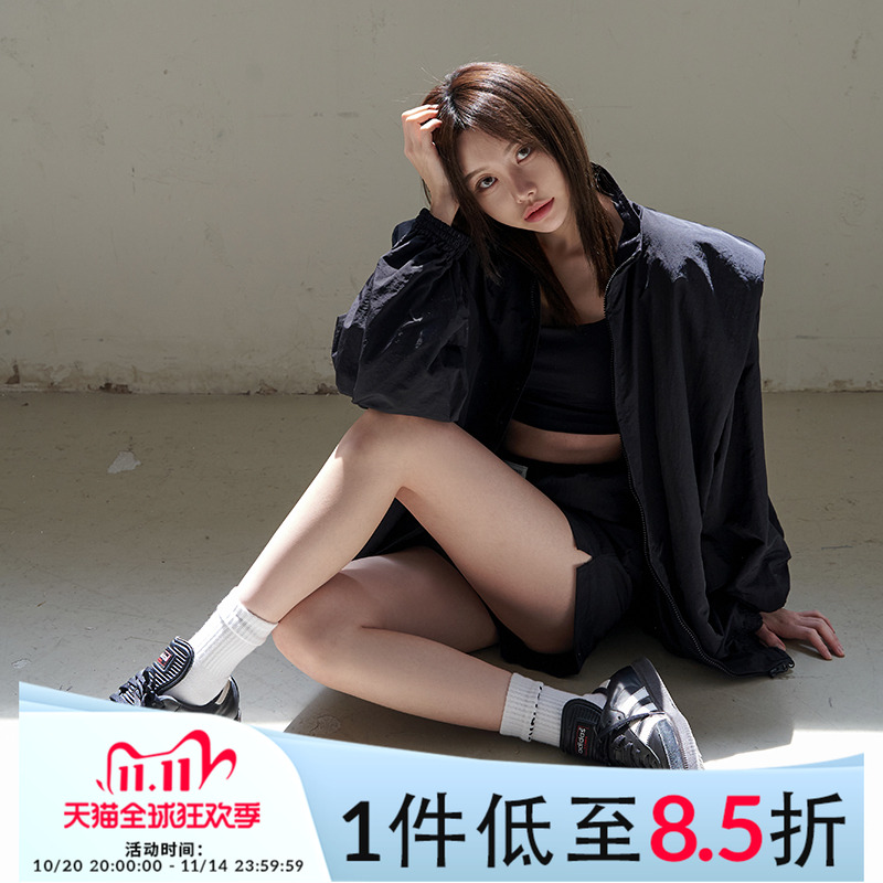 Mathieu韩国时尚套装女夏季新款短款肩垫夹克外套阔腿休闲短裤子