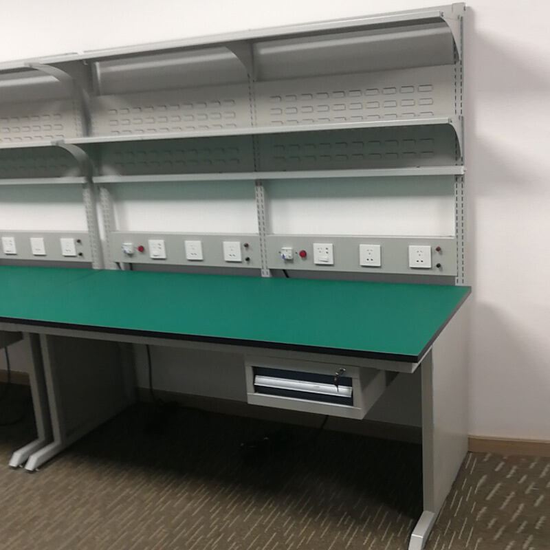 厂家制作检验测试防静电工作台 工厂用带挂板带抽屉防静电工作台