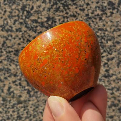 大漆迷你小钵 陈红手制鹧鸪斑建阳建盏 手工制作大漆单杯主人杯